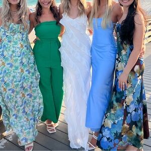 Altar’d State White Ruffle Maxi Dress with slit